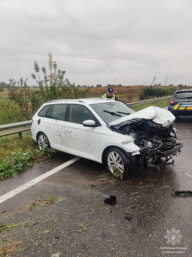 На Волині водійка в'їхала у дорожній відбійник