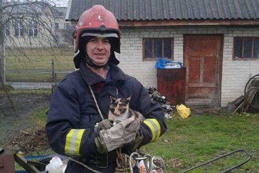 На Волині рятувальнки витягли кота з 8-метрової криниці. ФОТО