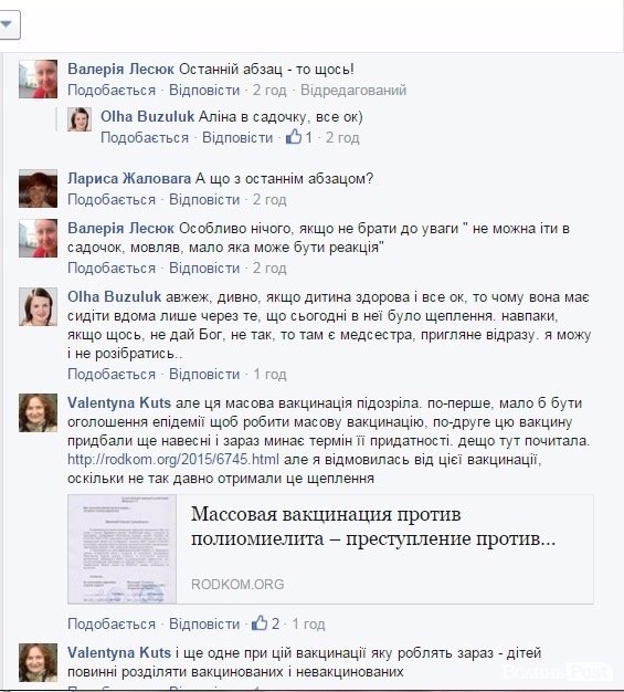 Реакція волинських батьків на вакцинацію від поліомієліту 