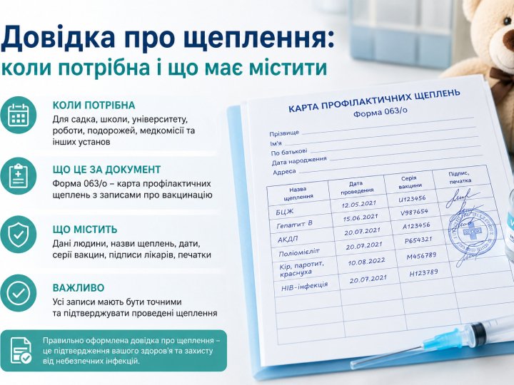 Довідка про щеплення: коли потрібна і що має містити