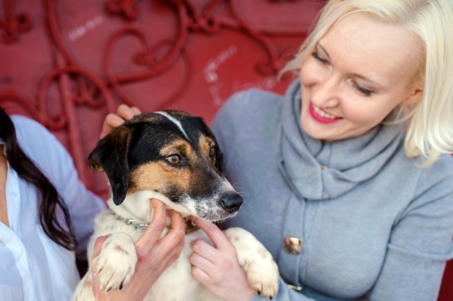 Дана Новарчук – директор КП «Ласка» із Катериною П‘ятачук – модель, зоозахисник, волонтер КП «Ласка» та з собачкою Еммі