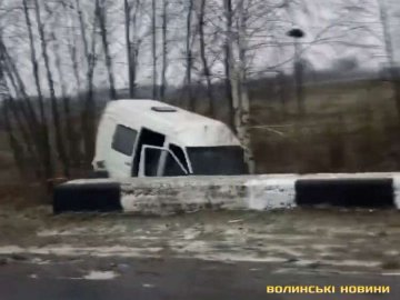 На Волині водійка за кермом буса злетіла у кювет і врізалась у дерево