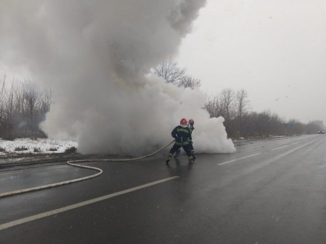 На Рівненщині посеред траси загорівся Renault Megane. ФОТО