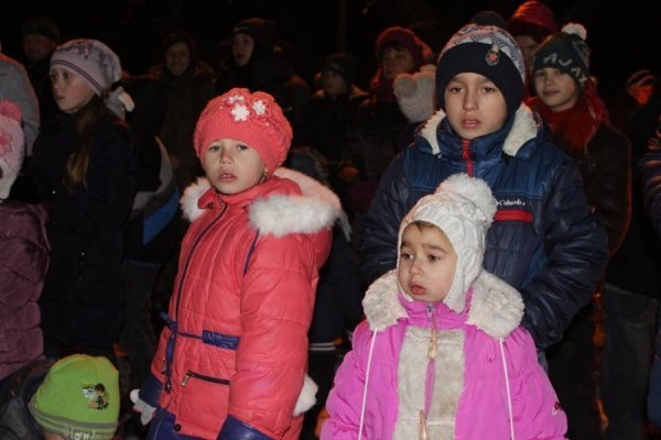 Ватра, фаєр-шоу, співи: як запалювали ялинку в селі під Луцьком