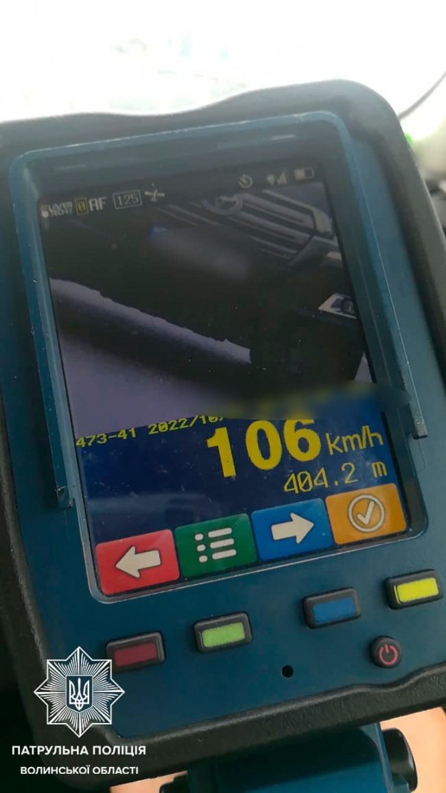 За день на Волині спіймали 5 водіїв-порушників, які мчали зі швидкістю понад 100 км/год. ФОТО