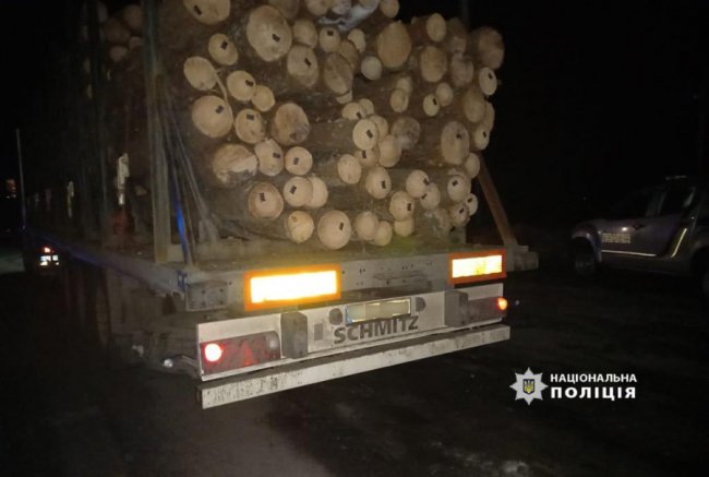 На Волині поліцейські затримали вантажівку з незаконним лісом. ФОТО