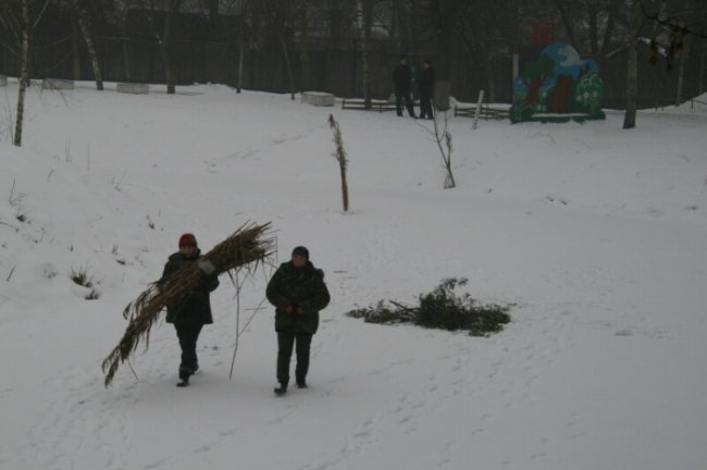 У луцькому парку рубають ополонки, щоб врятувати рибу. ФОТО
