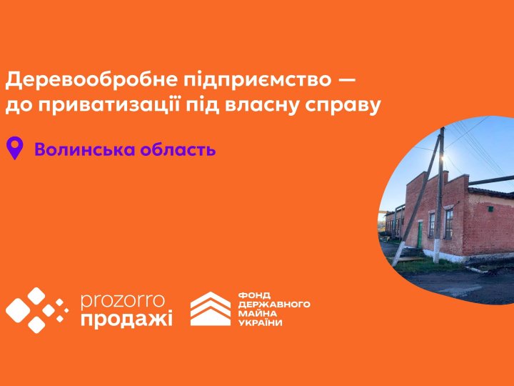 Фонд держмайна виставив на приватизацію колишнє деревообробне підприємство на Волині