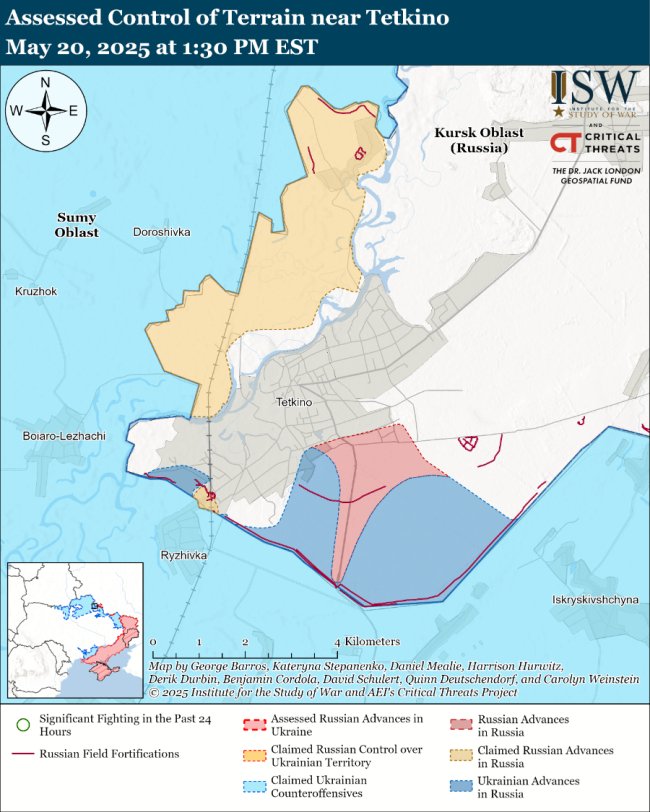 Російські окупанти просунулися у чотирьох областях України: карти ISW