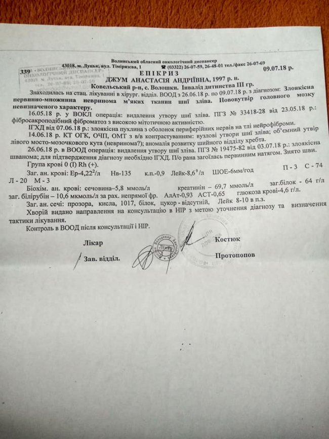 20-річній волинянці потрібні кошти на боротьбу з раком