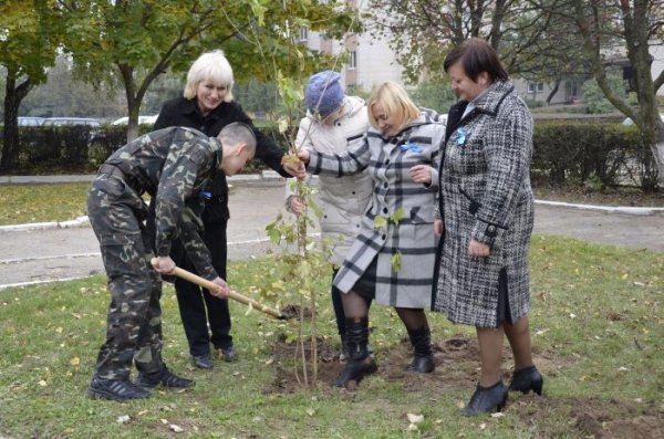 У Луцьку школярі висадили калинову алею. ФОТО