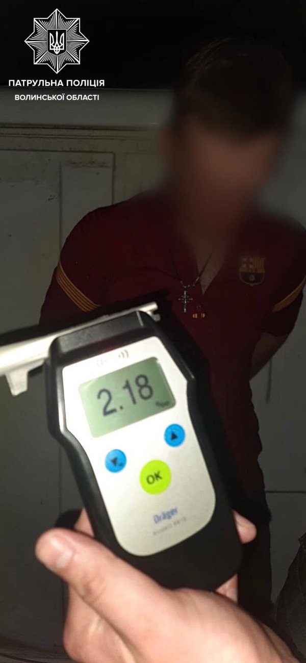 У Луцьку вночі п'яний водій автомобіля врізався у стовп та перекинувся. ФОТО