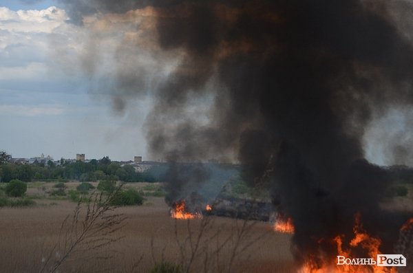 Пожежа очерету на Гнідаві. ФОТО. ВІДЕО