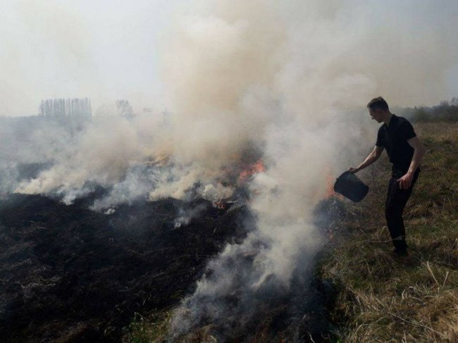 На березі Стиру горіла суха трава. ФОТО