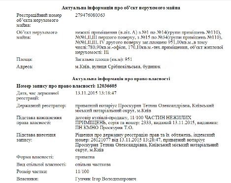 Нежилі приміщення сина Гунчика Ігоря