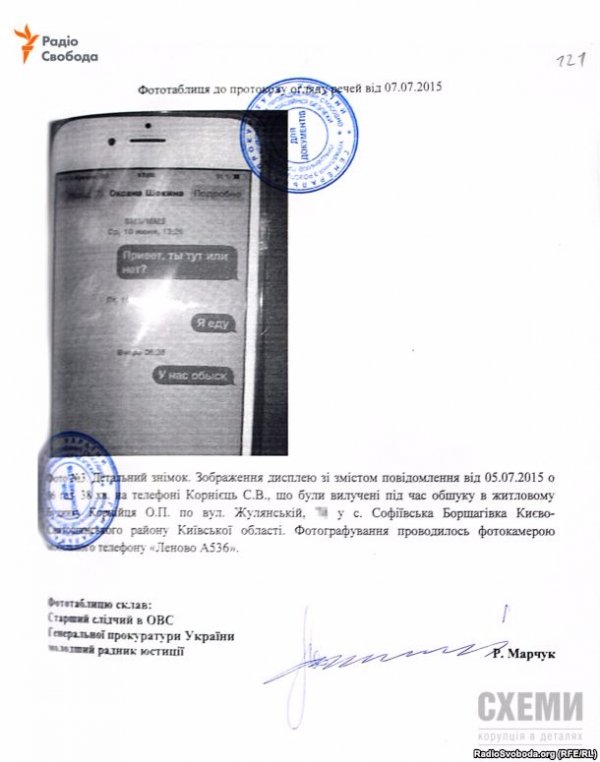 Протокол обшуку в будинку одного з так званих «діамантових прокурорів» Олександра Корнійця