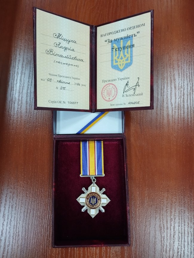 Героя з Волині Андрія Міщука посмертно нагородили орденом «За мужність»