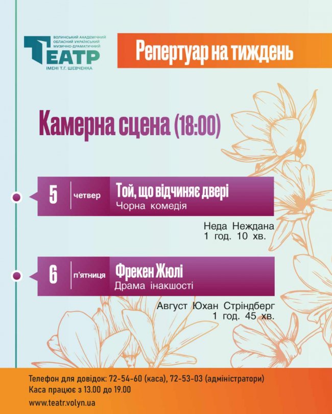 18-ий театральний сезон: огляд вистав у Луцьку 5 – 6 вересня