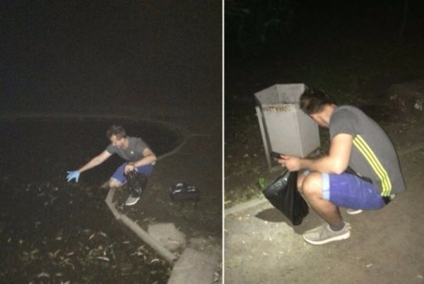 Киянин щодня прибирає столицю з пакетом для сміття. ФОТО