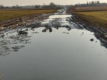 У селі на Волині автівки змушені їздити полями через жахливі підтоплені дороги. ФОТО
