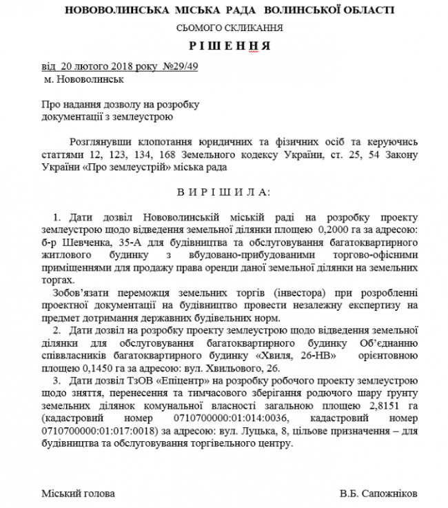 Мешканці Нововолинська, які проти будівництва нового житлового комплексу, пішли до мера. ВІДЕО