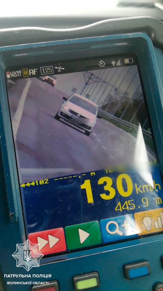 За день на Волині спіймали 5 водіїв-порушників, які мчали зі швидкістю понад 100 км/год. ФОТО