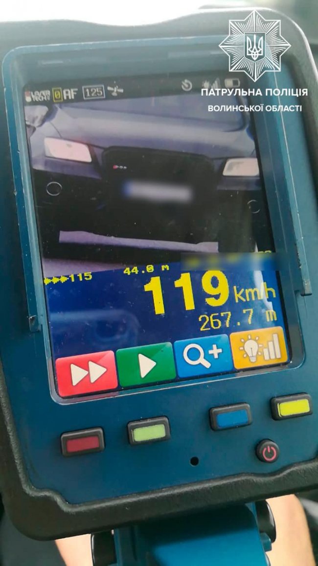 За день на Волині спіймали 5 водіїв-порушників, які мчали зі швидкістю понад 100 км/год. ФОТО