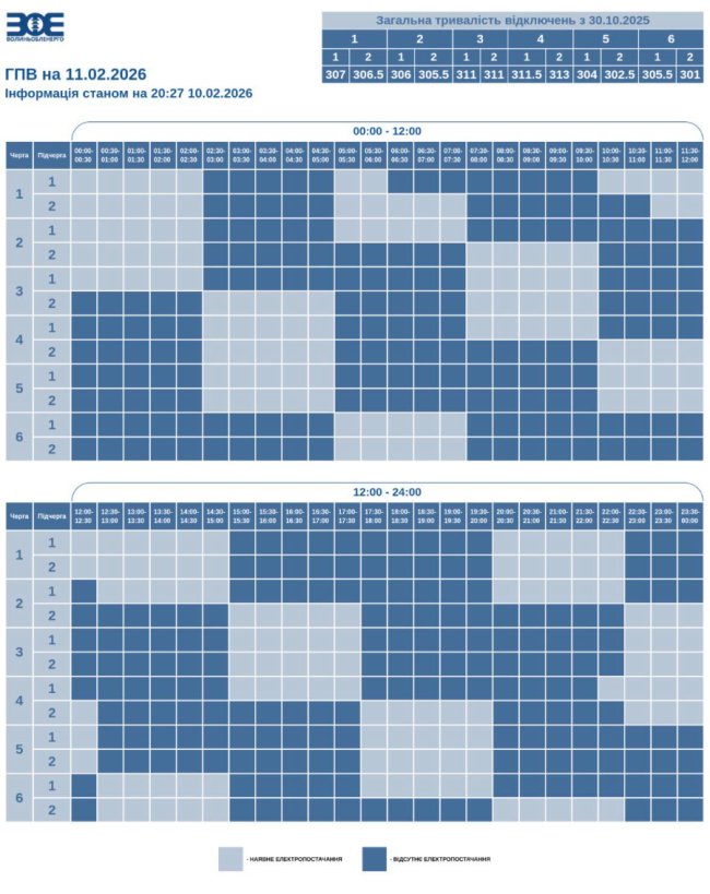 Коли і де на Волині відключатимуть світло 11 лютого