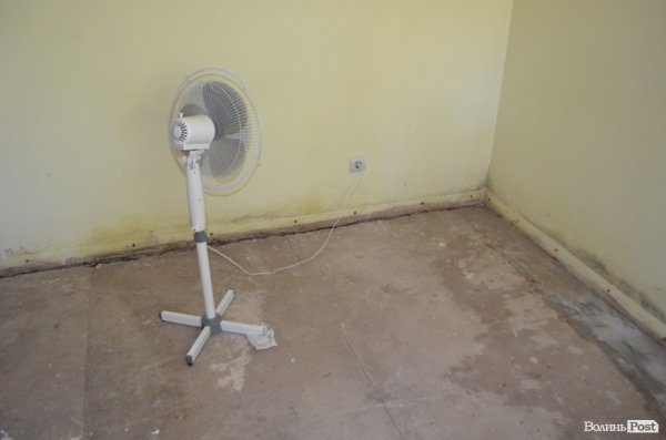 Стіни висушують вентилятором