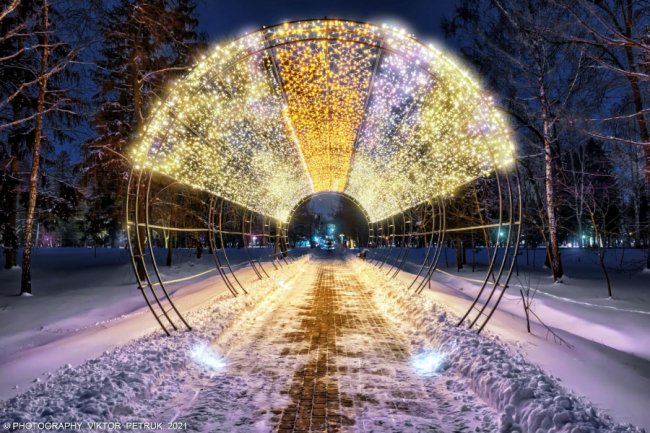 Зимова казка: опублікували неймовірні світлини вечірнього парку Луцька. ФОТО