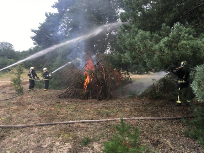 Волинські лісівники та рятувальники тренувалися гасити лісові пожежі. ФОТО