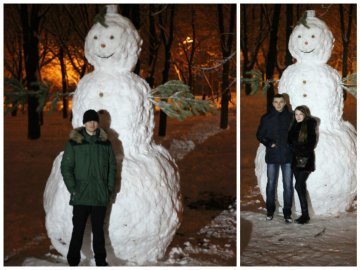 «Сніговий рекорд?» У Луцьку зліпили сніговика висотою понад 3 метри