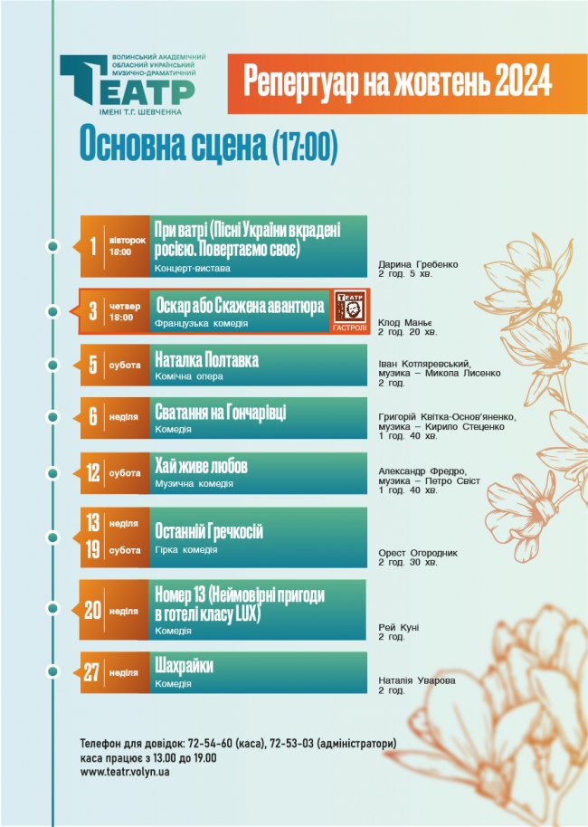 Театральний жовтень: які вистави покажуть у луцькому драмтеатрі