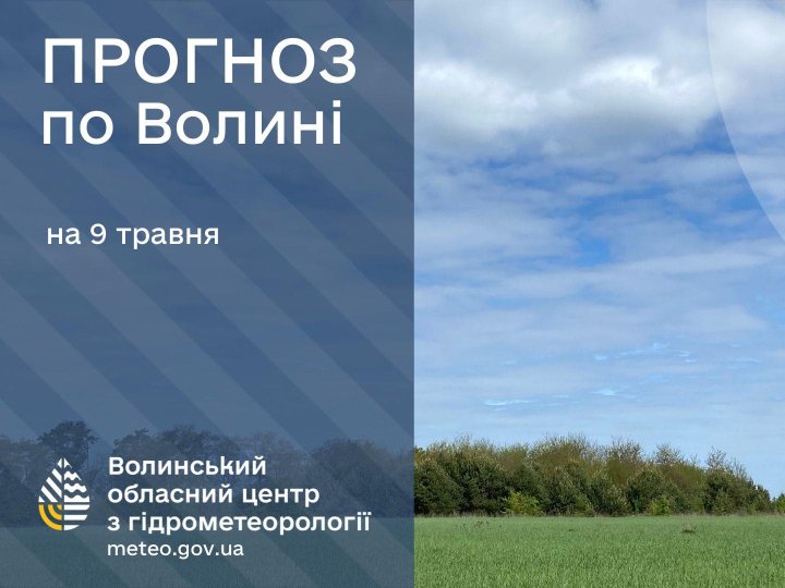 Погода в Луцьку та Волинській області на завтра, 9 травня