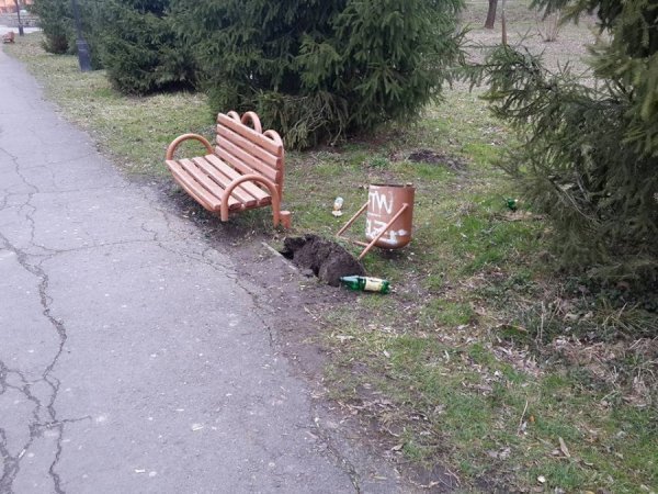 В Луцькому парку «попорядкували» вандали. ФОТО