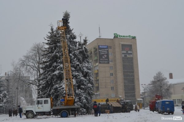 У Луцьку прикрашають головну ялинку. ФОТО