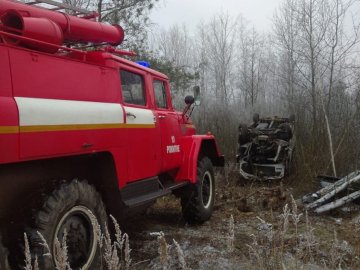 На дорозі Київ-Ковель бус з пасажирами злетів у кювет та перевернувся. ФОТО